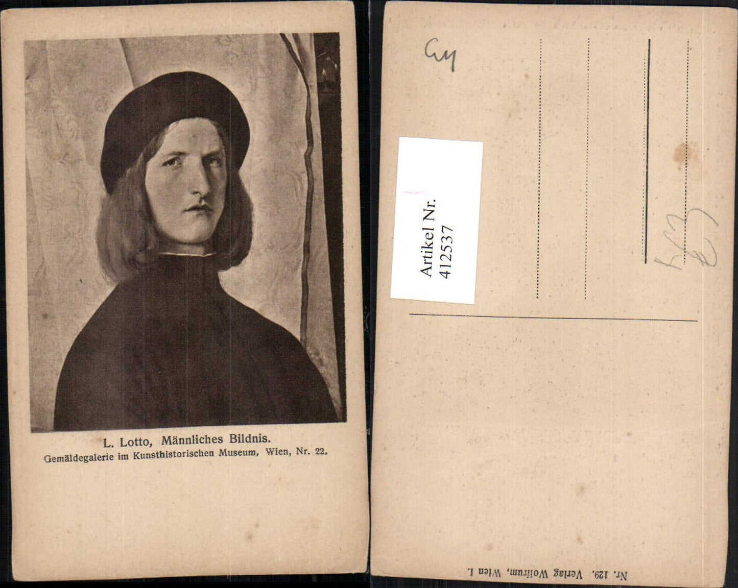 412537,Künstler AK L. Lotto Männliches Bildnis Portrait