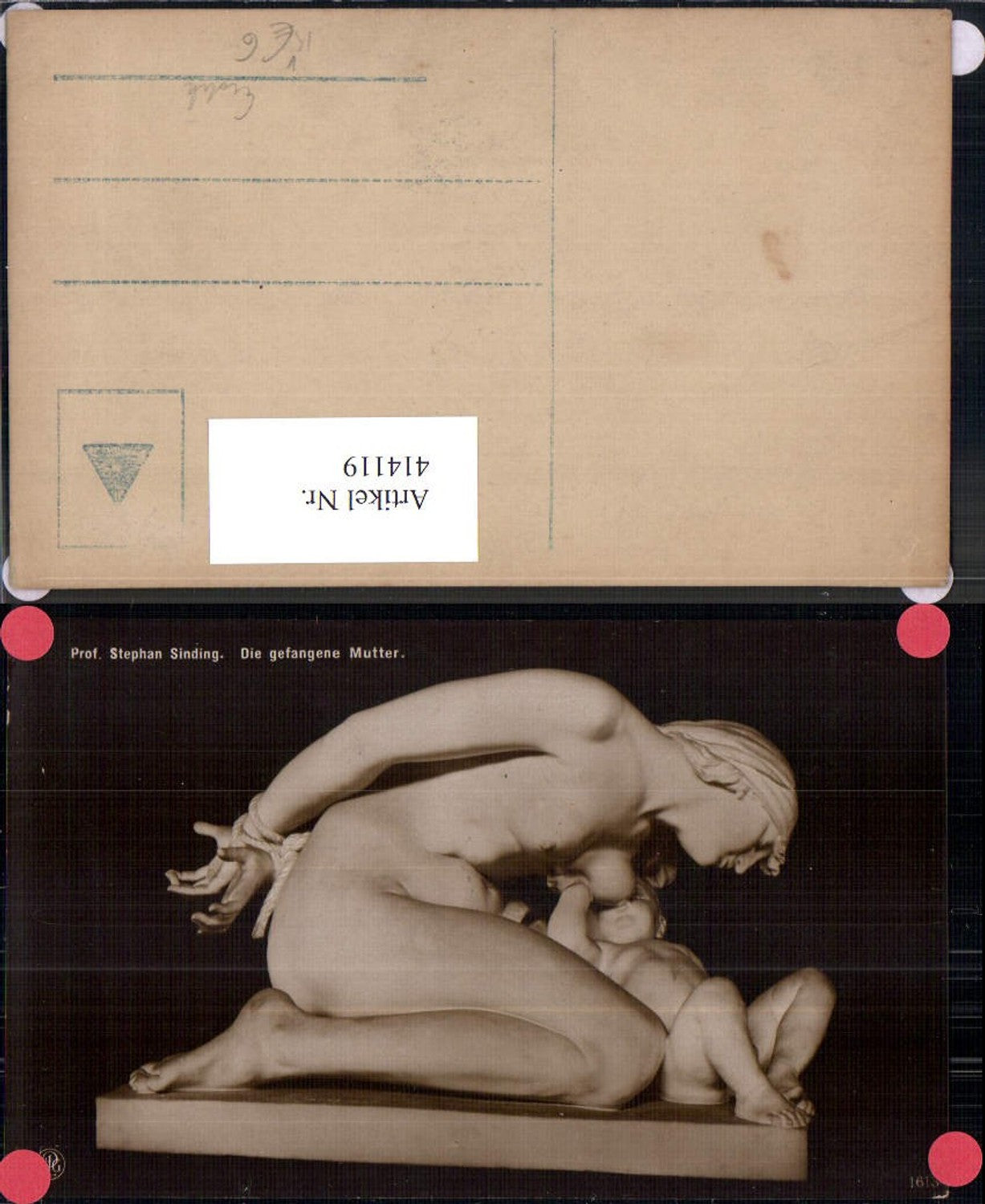 414119,Prof. Stephan Sinding Die gefangene Mutter Nackte Frau stillt Kind Erotik pub NPG 1613