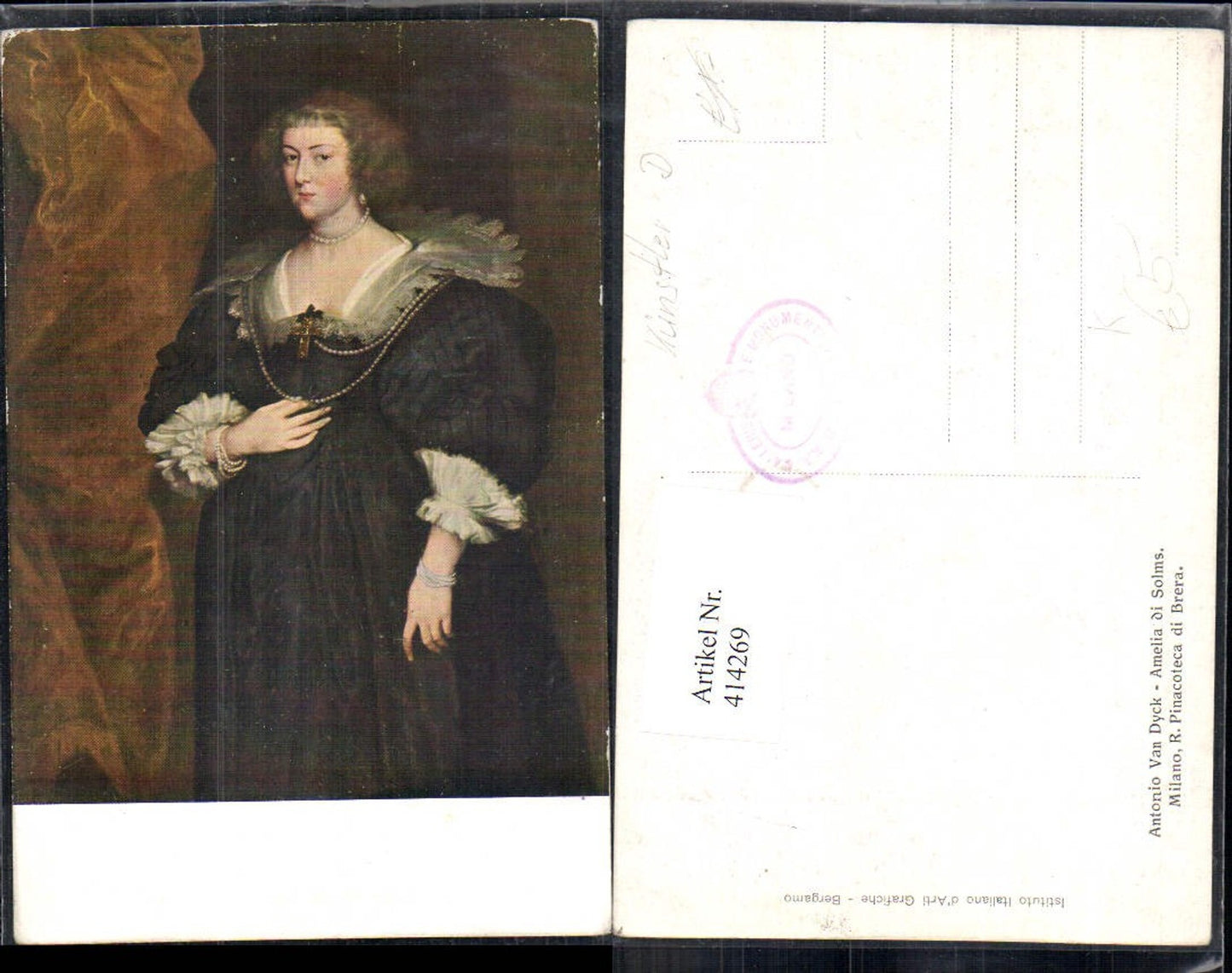 414269,Künstler Ak Antonio Van Dyck Amelia di Solms Frau Portrait