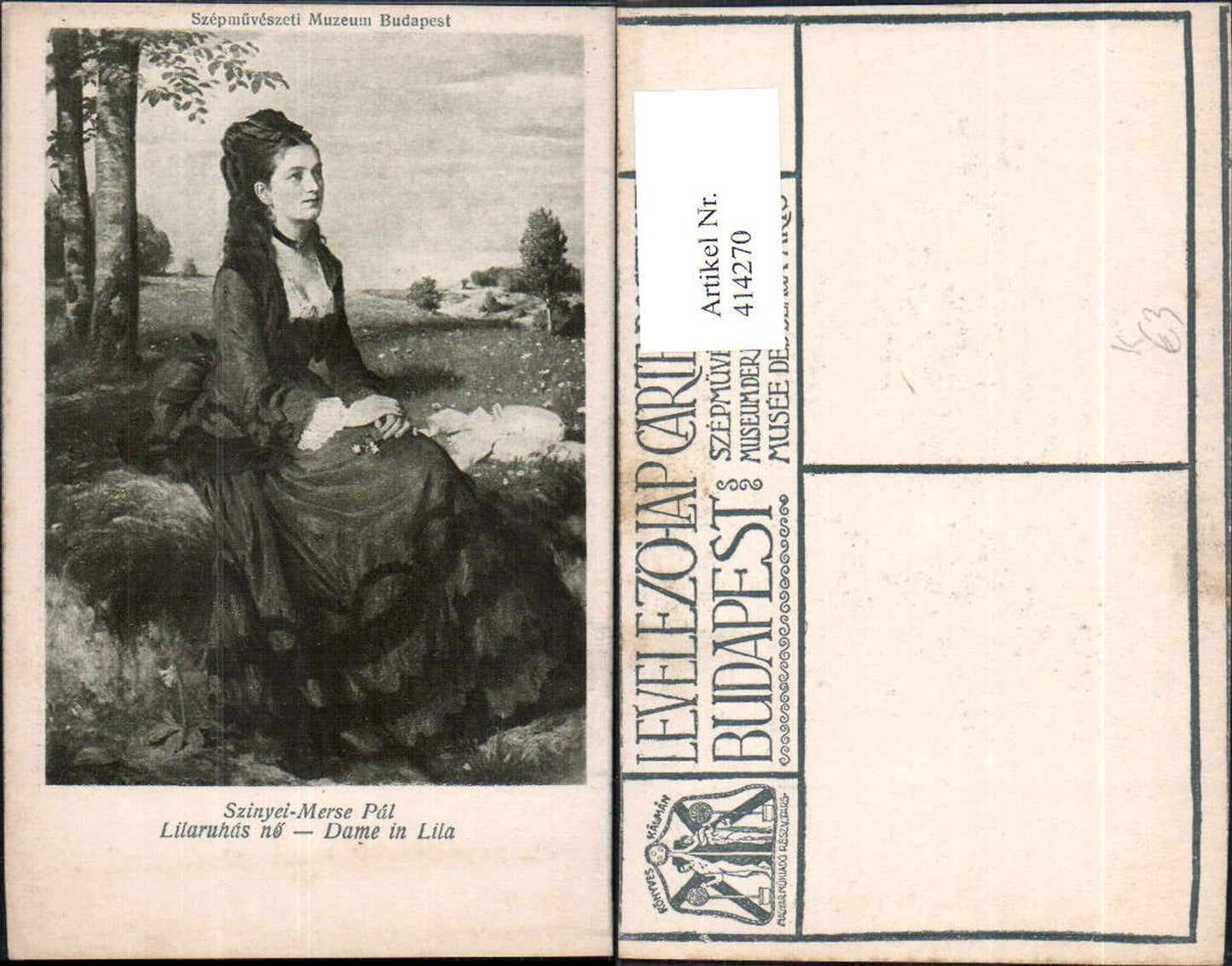 414270,Künstler Ak Szinyei-Merse Pal Dame in Lila Frau