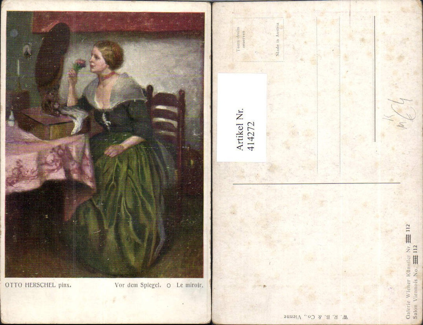 414272,Künstler Ak Otto Herschel Vor dem Spiegel Frau Blume