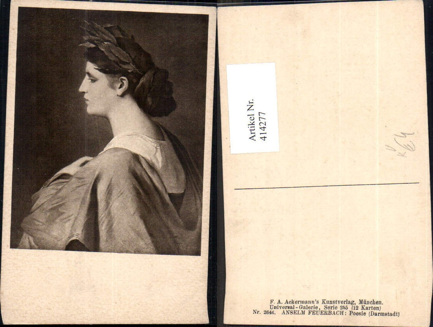 414277, Artist Ak Anselm Feuerbach Poetry Frau Zweig i. Haar pub FA Ackermann 255/2646