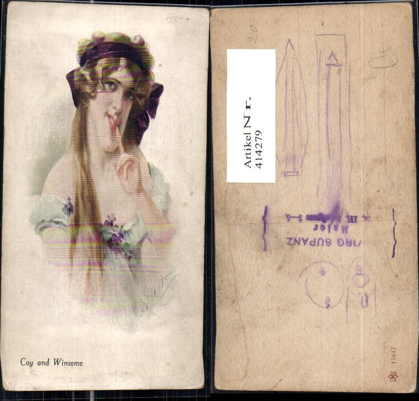 414279,Künstler Ak Frau Coy and Winsome Haarband Blumen