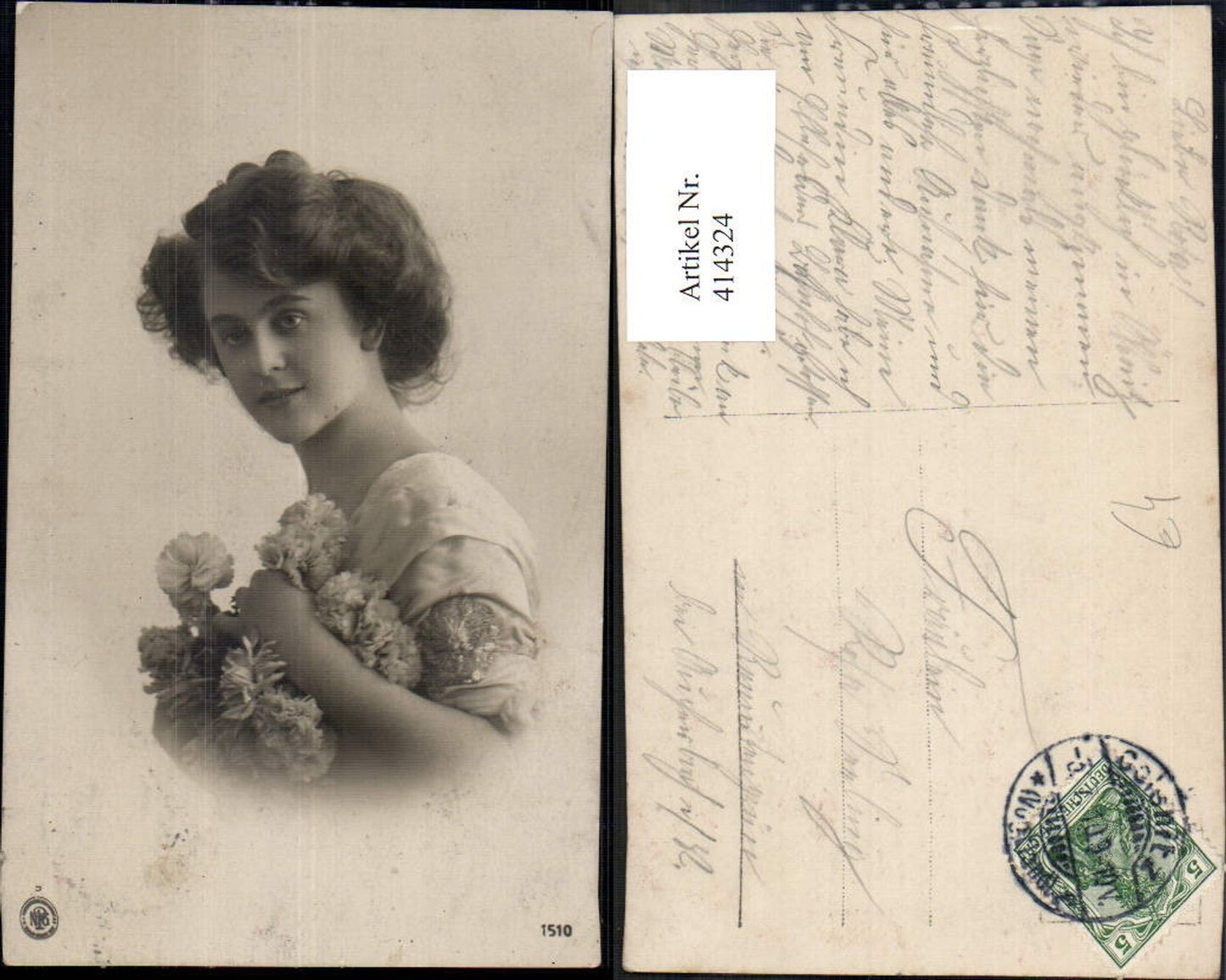 414324,Frau Portrait Blumen Nelken pub NPG 1510