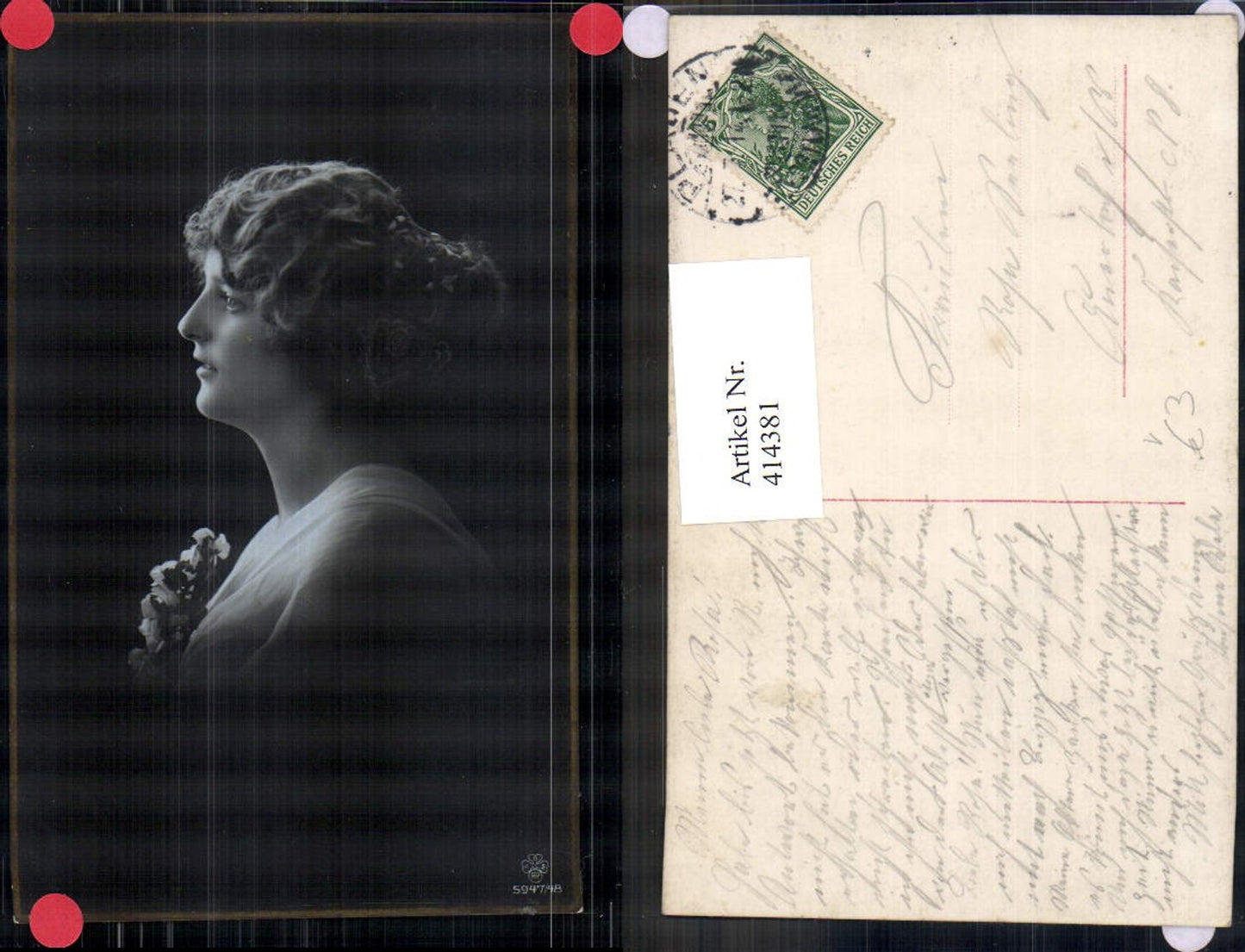 414381,Frau Haarschmuck Blumen a. Kleid Portrait pub RPH SBW 5947/48