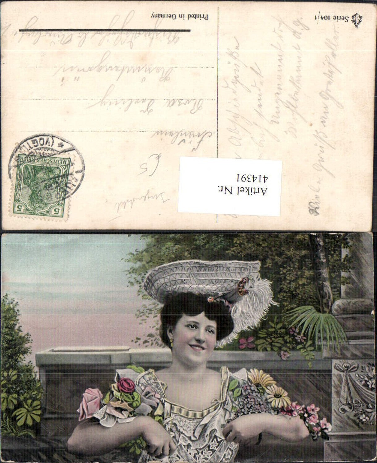 414391,Jugendstil Frau Hut Hutmode