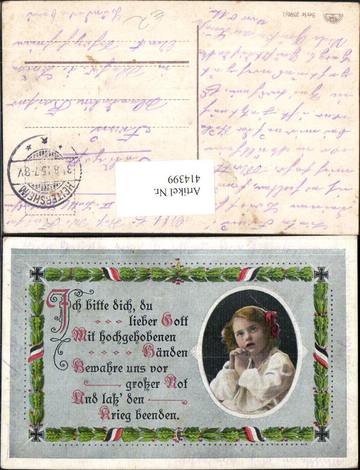 414399,Mädchen Betende Hände Text Patriotik Eichenblätter Eisernes Kreuz