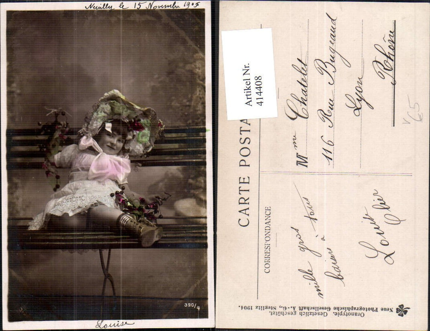 414408,Kind Mädchen Hut a. Band Kirchen Obst Früchte pub NPG 390/4