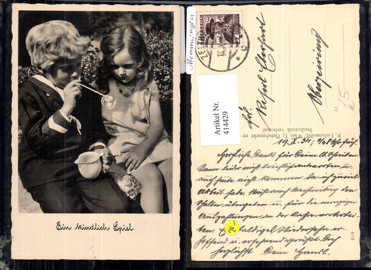 414429,Foto Ak Kinder machen Seifenblasen Uniform Matrosenanzug Ein kindliches Spiel