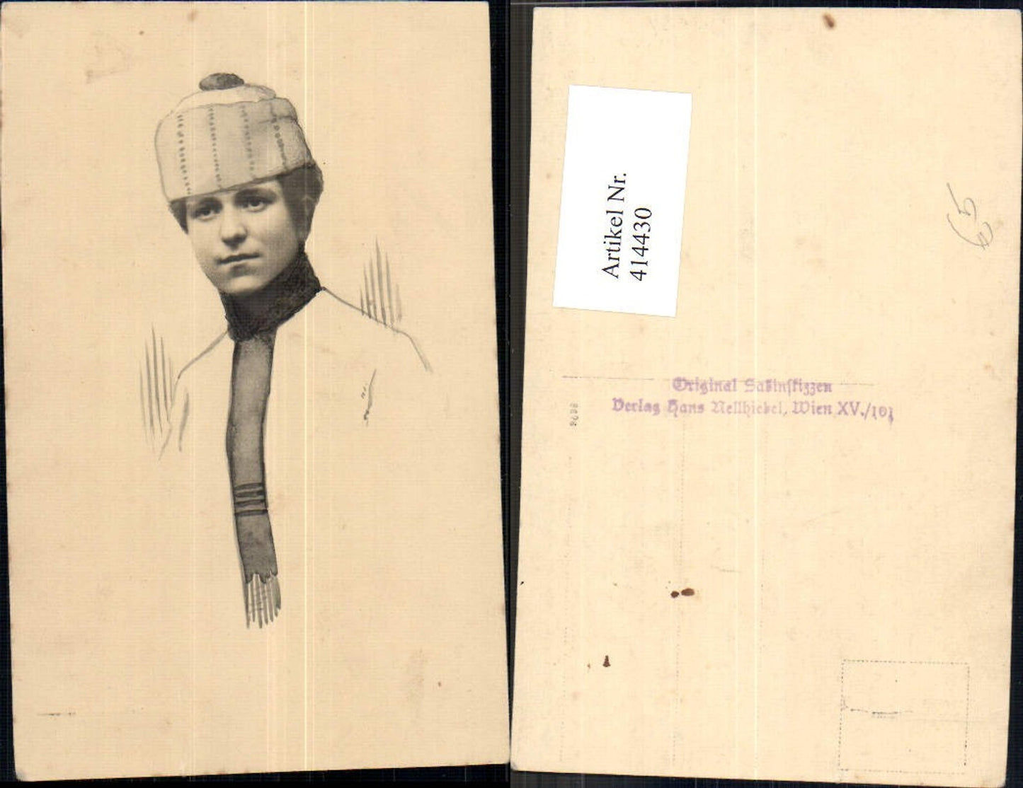 414430,Kind Bub Junge m. Haube Schal Portrait