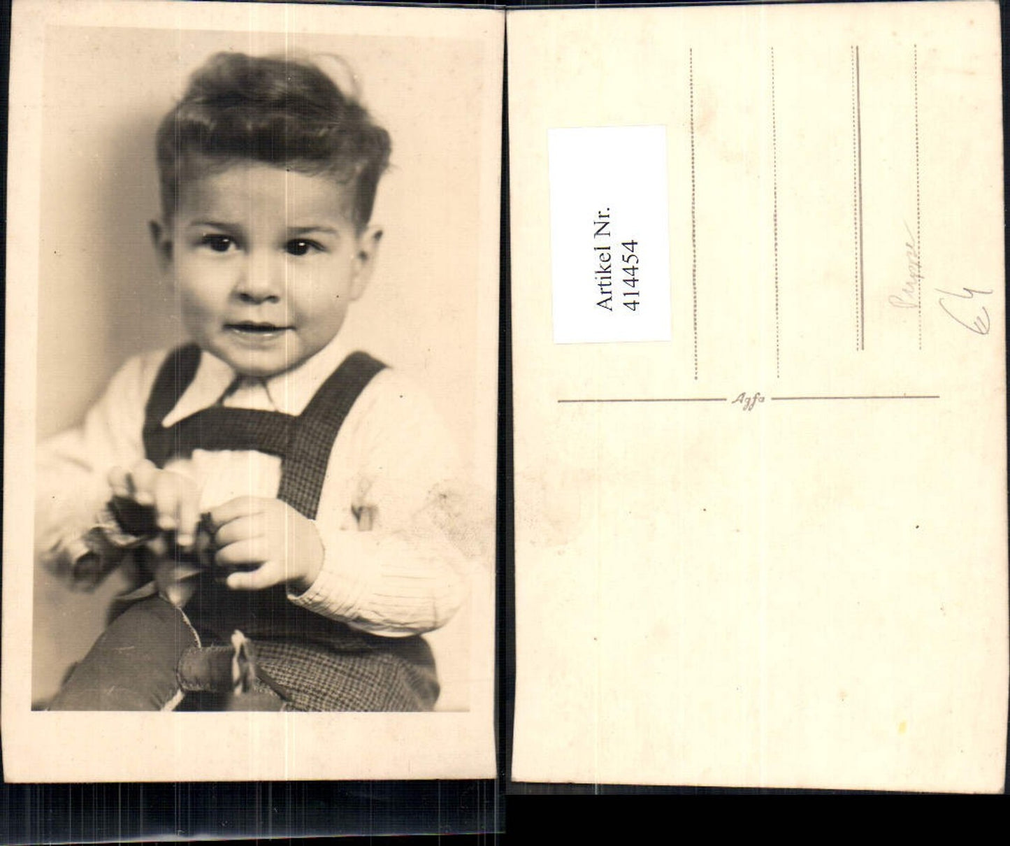 414454,Foto Ak Kind Bub Junge m. Puppe