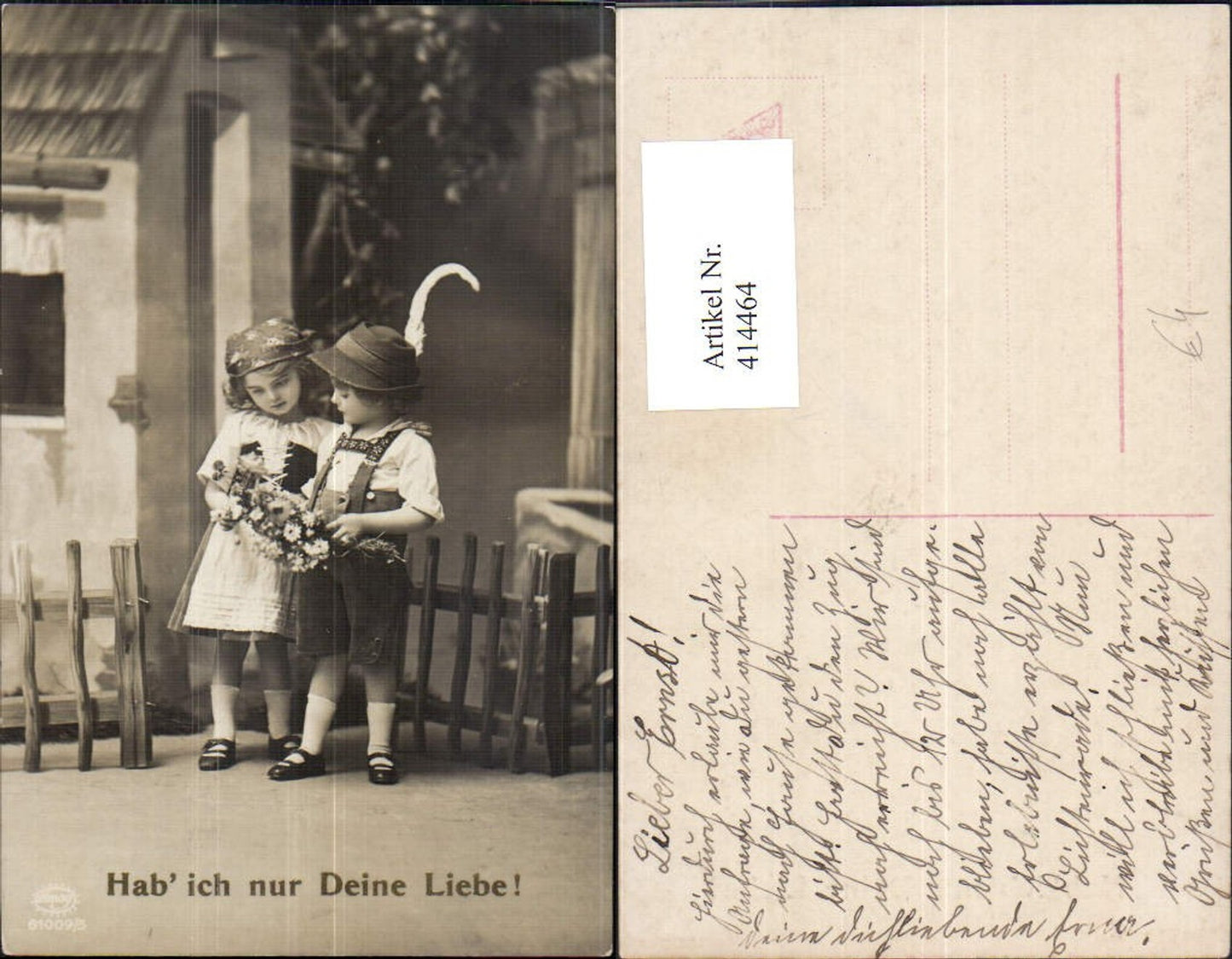 414464,Kinder Tracht Hut Blumenstrauß Hab ich nur deine Liebe Goldschrift