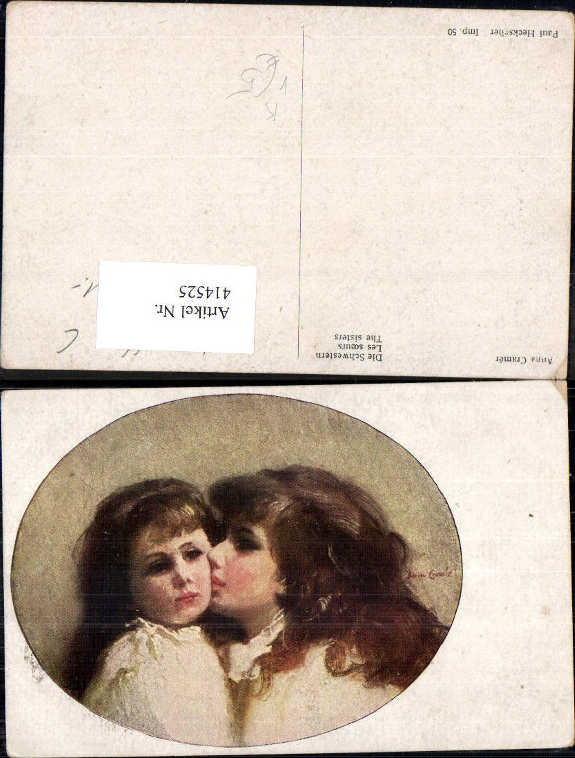 414525,Künstler Ak Anna Cramer Die Schwestern Kinder Mädchen Passepartout pub Paul Heckscher 50