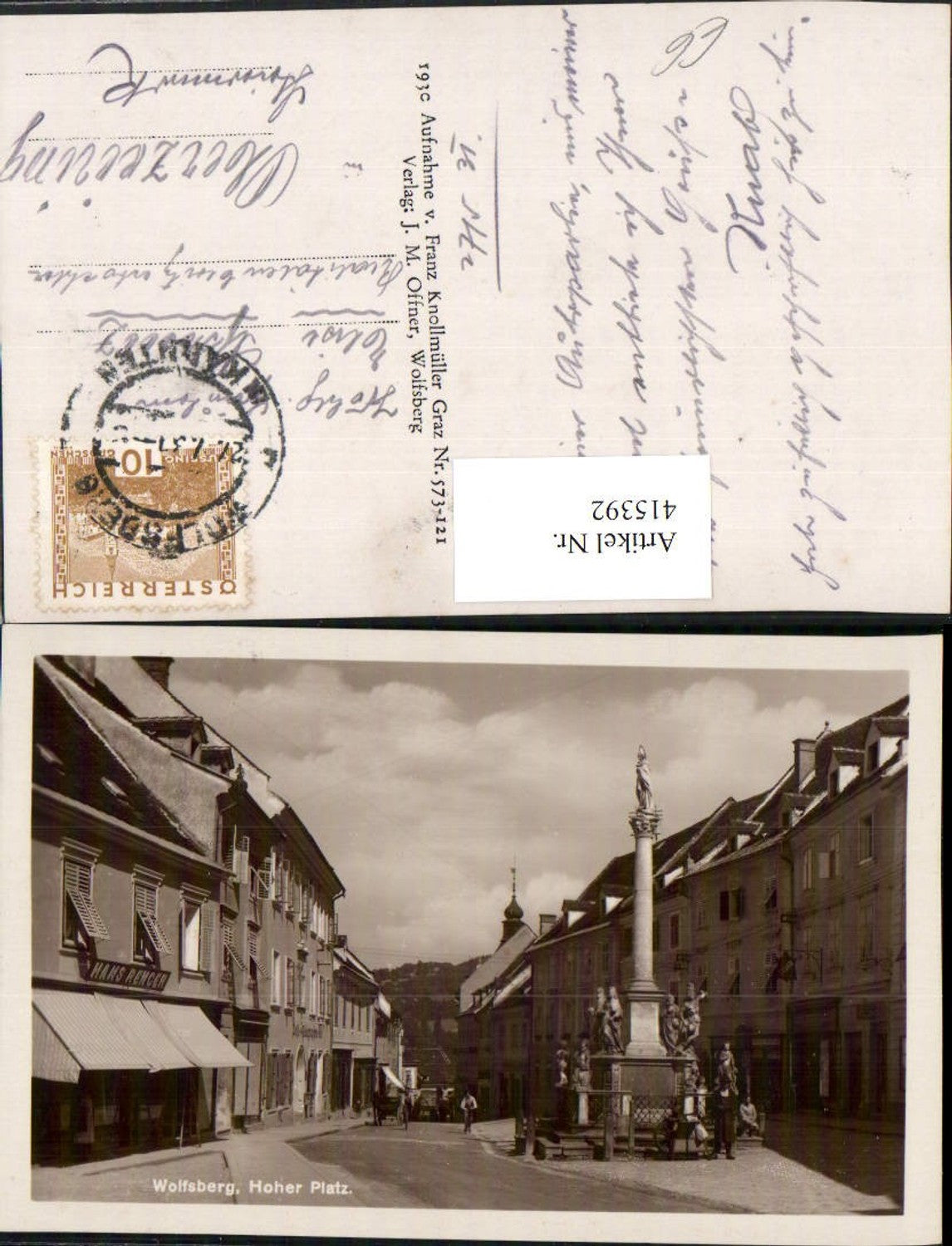 415392,Wolfsberg Hoher Platz Straßenansicht Säule