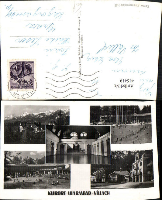 415419,Villach Warmbad Schwimmbad Innenansicht Mehrbildkarte pub Franz Schilcher 1485