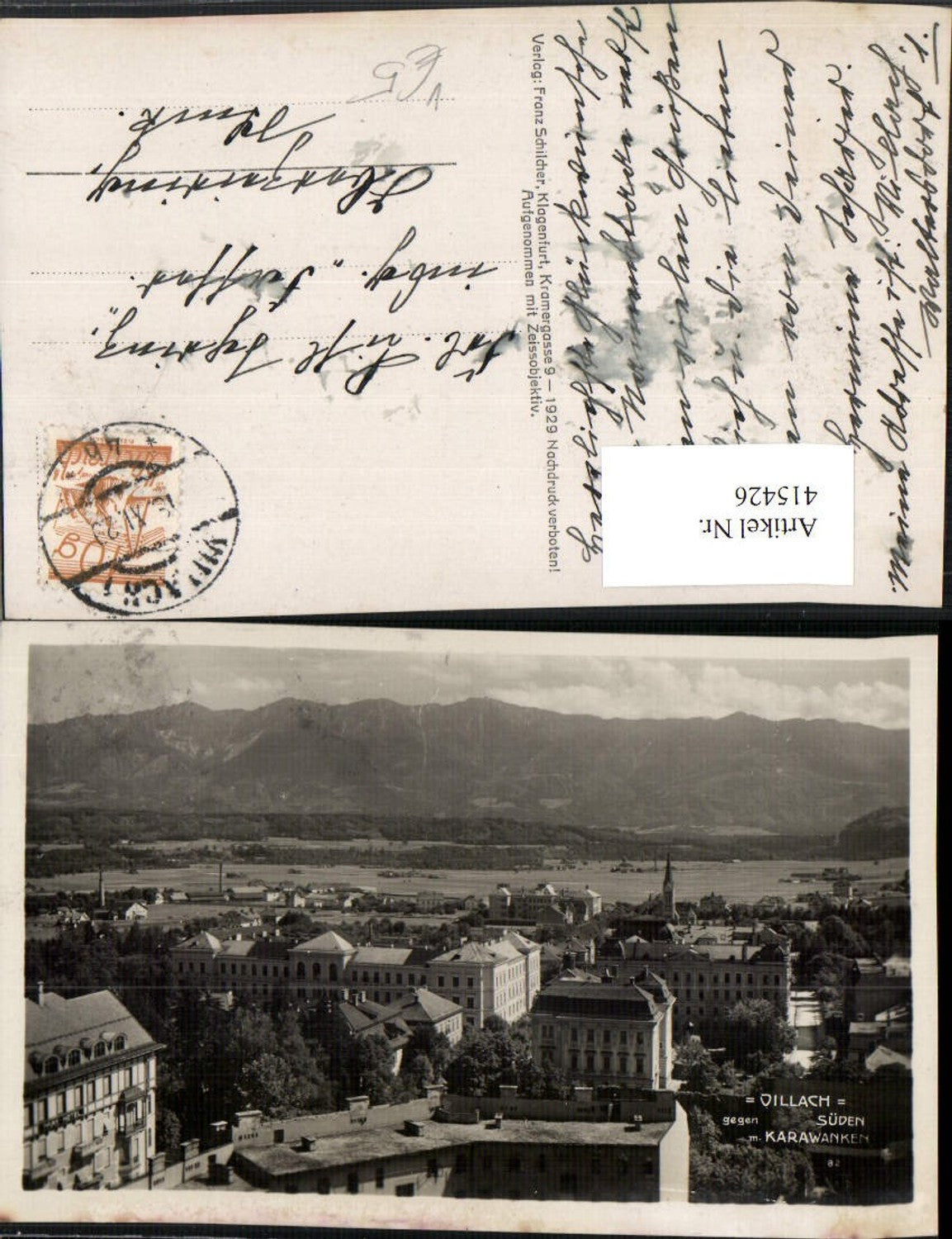 415426,Villach Teilansicht geg. Karawanken Bergkulisse pub Franz Schilcher