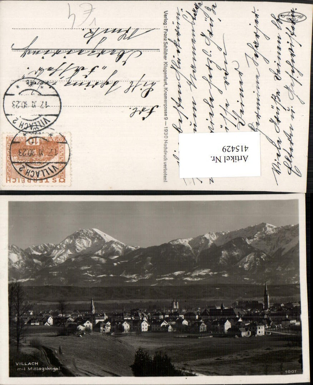 415429,Villach Totale m. Mittagskogel Bergkulisse pub Franz Schilcher 1007