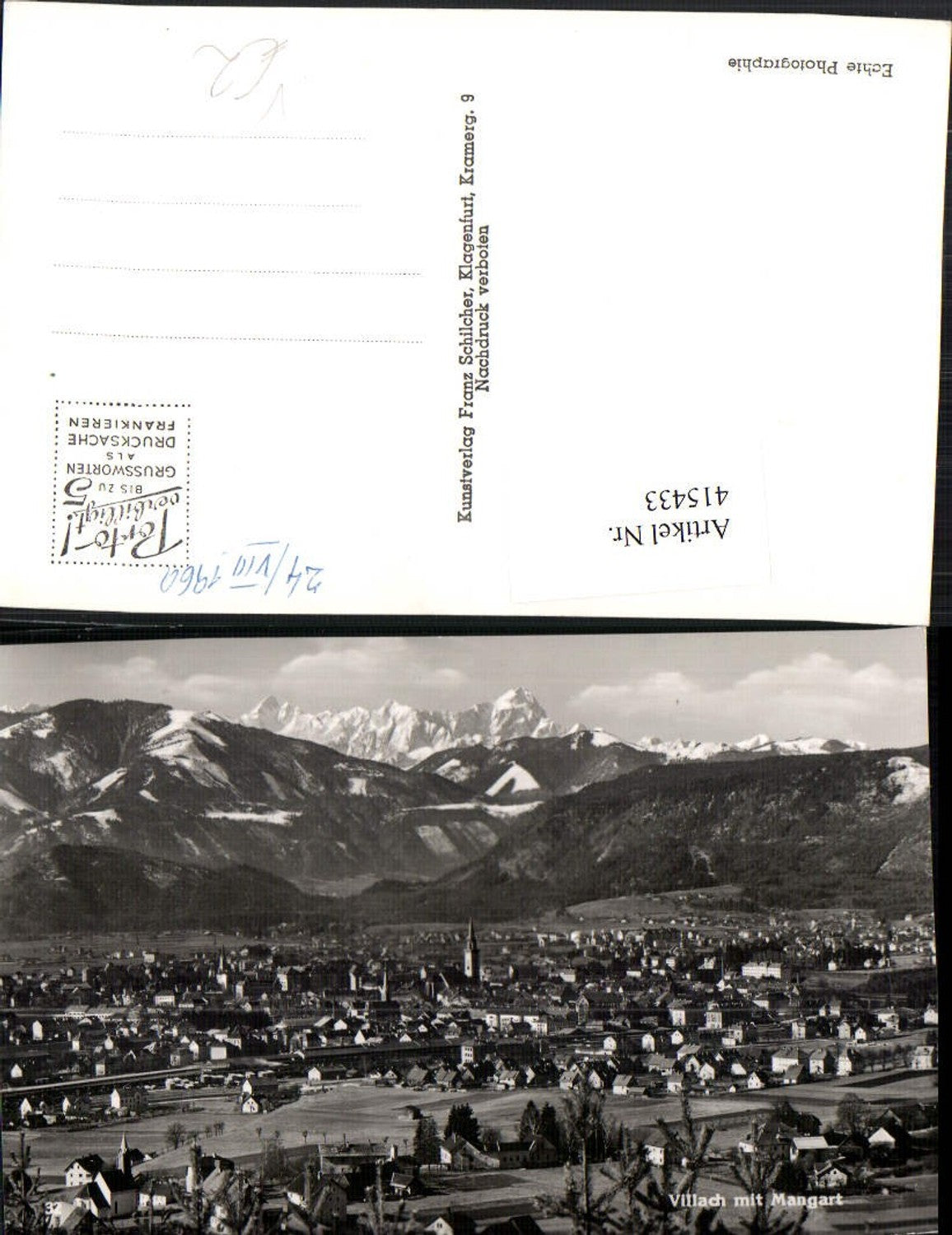 415433,Villach Totale m. Mangart Bergkulisse pub Franz Schilcher