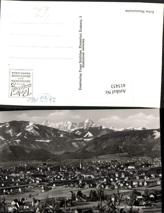 415433,Villach Totale m. Mangart Bergkulisse pub Franz Schilcher