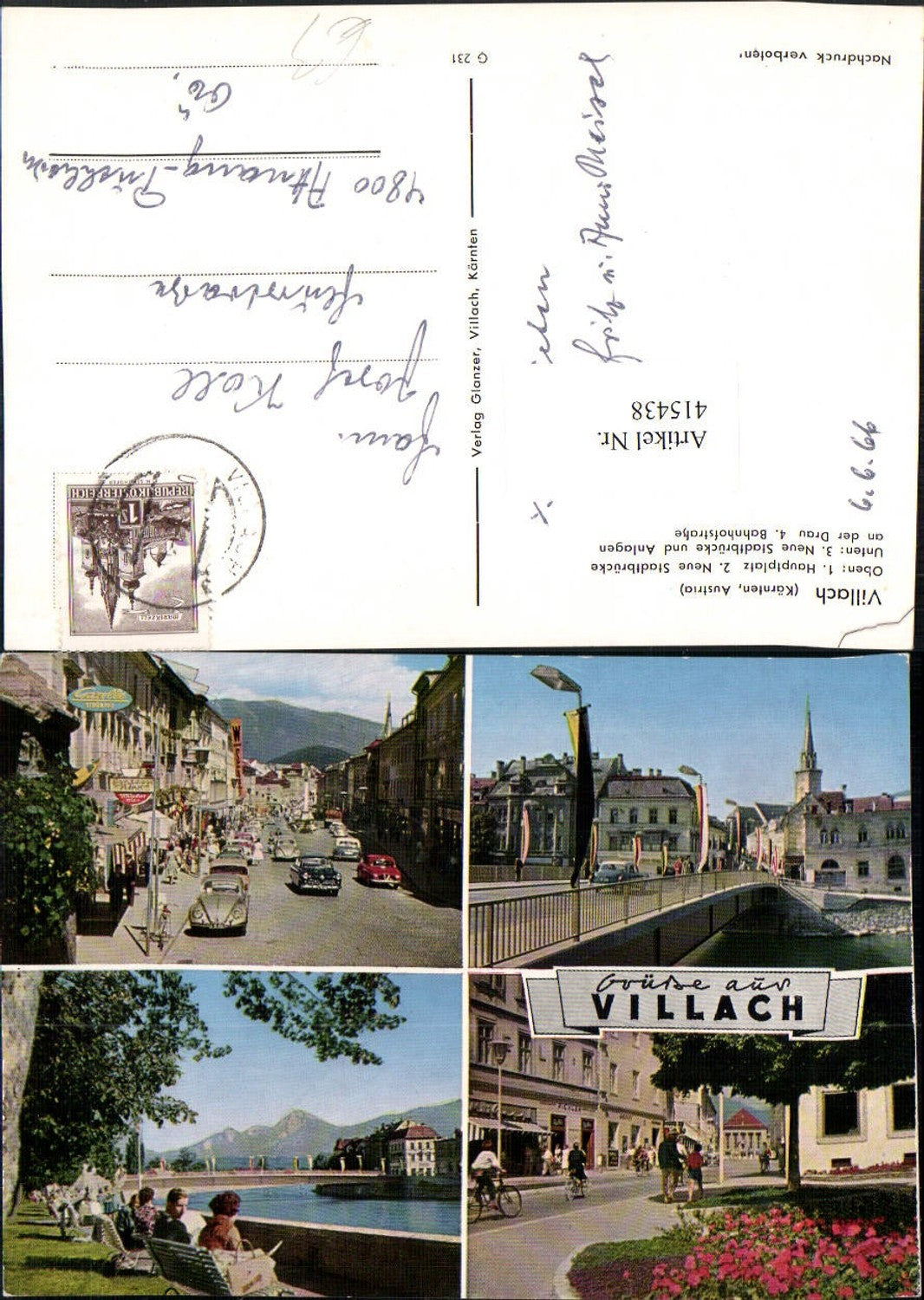 415438,Villach Hauptplatz Stadtbrücke Brücke Mehrbildkarte