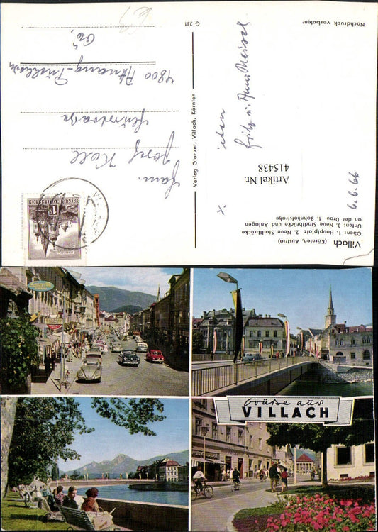 415438,Villach Hauptplatz Stadtbrücke Brücke Mehrbildkarte
