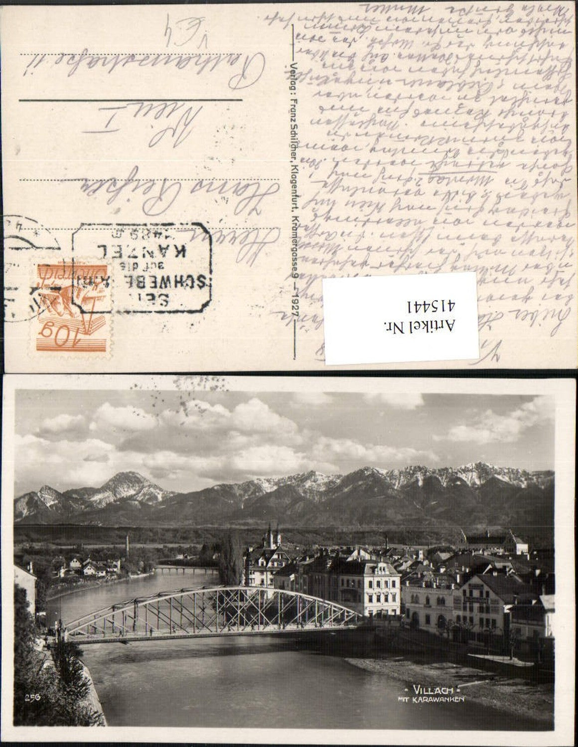 415441, Villach Partial view River Bridge with Karawanken mountain scenery pub Franz Schilcher 256