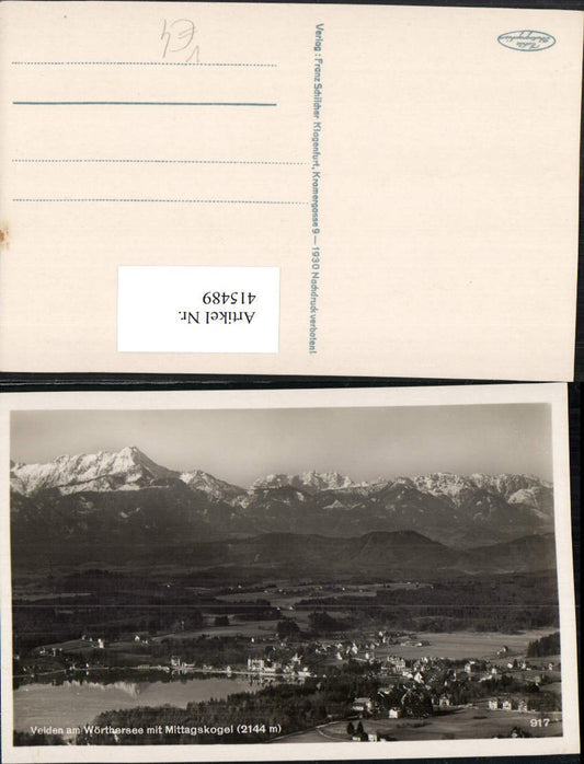 415489,Velden am Wörthersee Totale m. Mittagskogel Bergkulisse pub Franz Schilcher 917
