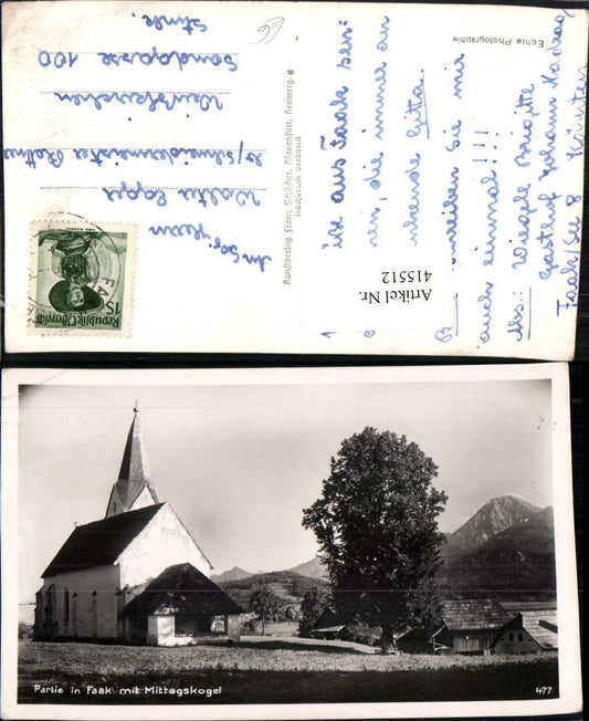 415512,Faak am See Kirche m. Mittagskogel Bergkulisse pub Franz Schilcher 477