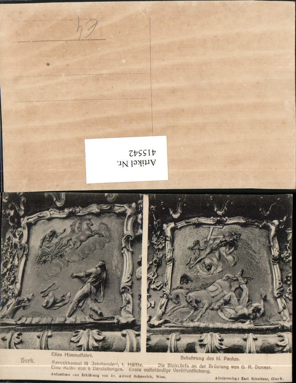 415542,Gurk Dom Barockkanzel Relief Elias Himmelfahrt Bekehrung Paulus Mehrbildkarte