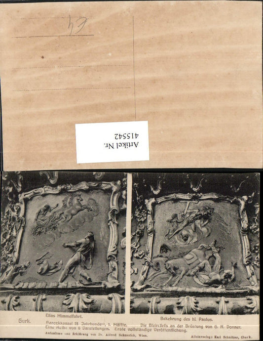 415542,Gurk Dom Barockkanzel Relief Elias Himmelfahrt Bekehrung Paulus Mehrbildkarte