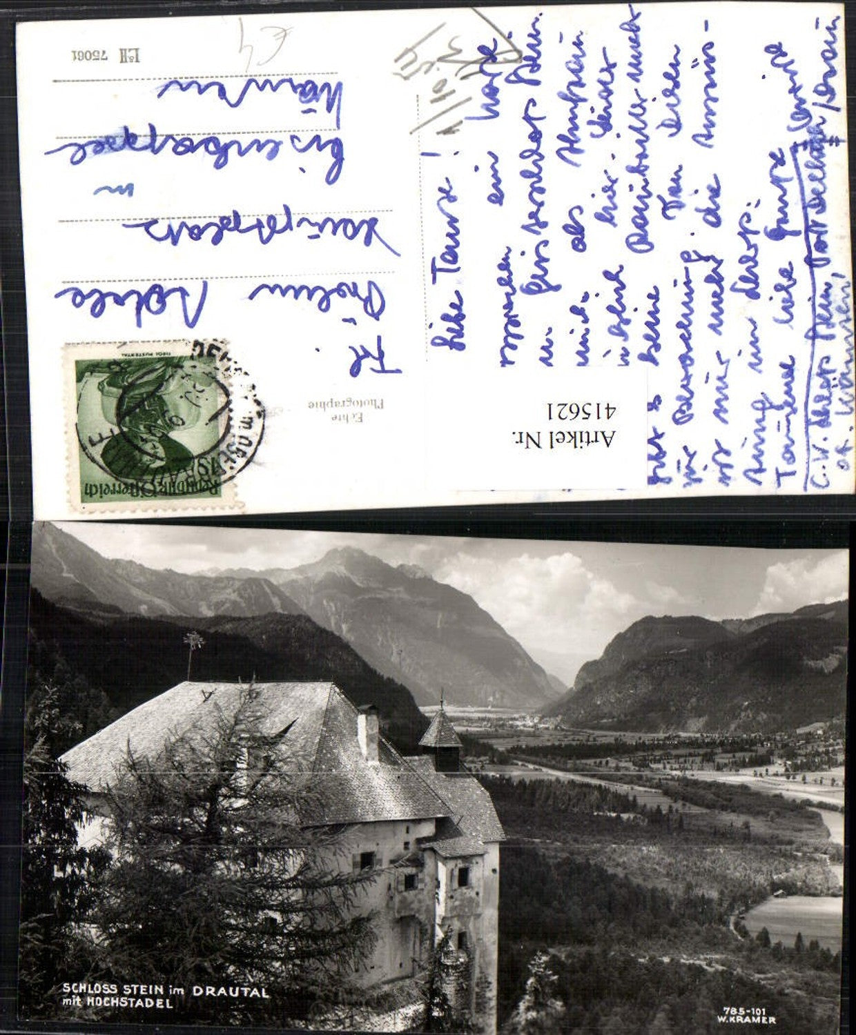 415621,Schloss Stein im Drautal b. Dellach m. Hochstadel Bergkulisse
