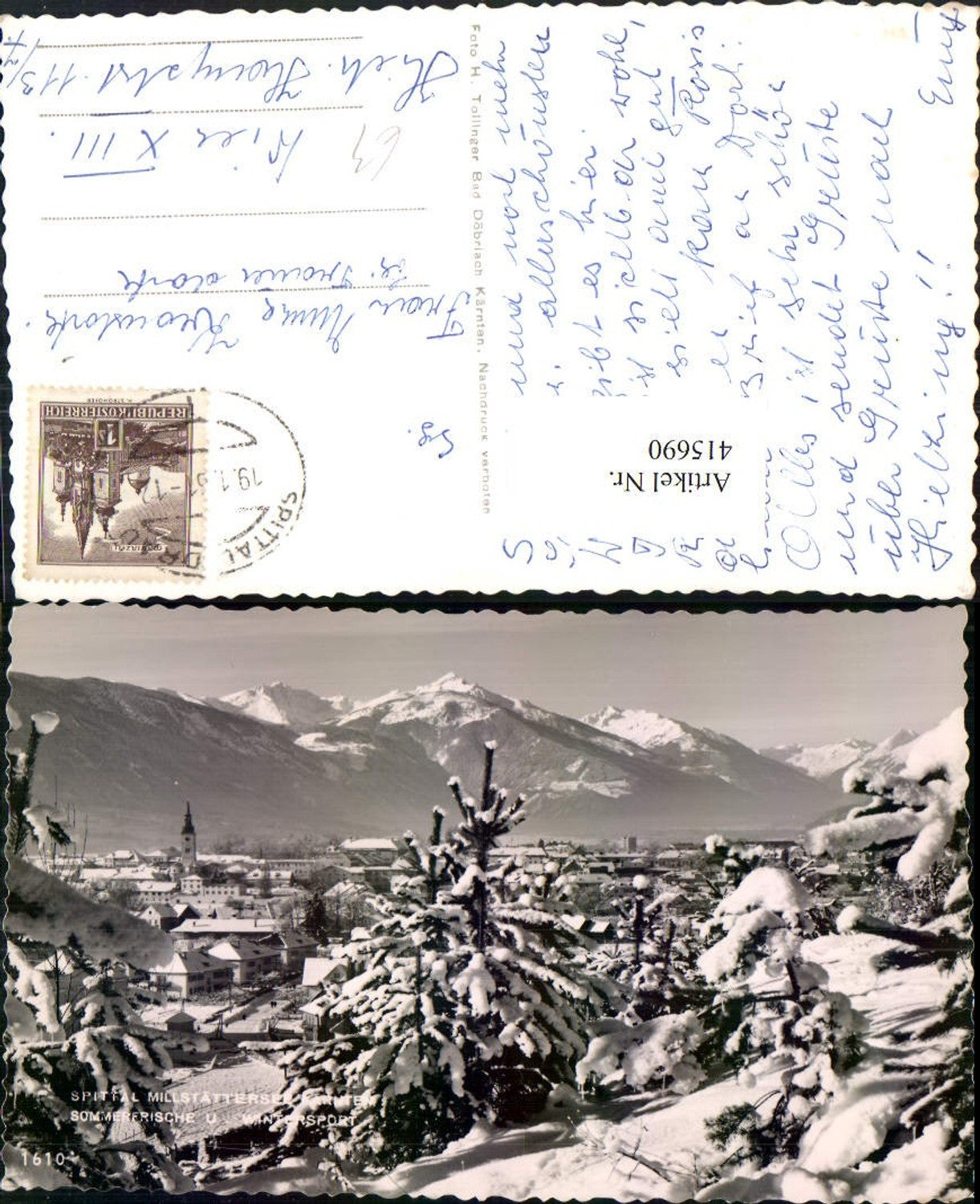 415690,Spittal am Millstättersee Teilansicht Bergkulisse Winterbild