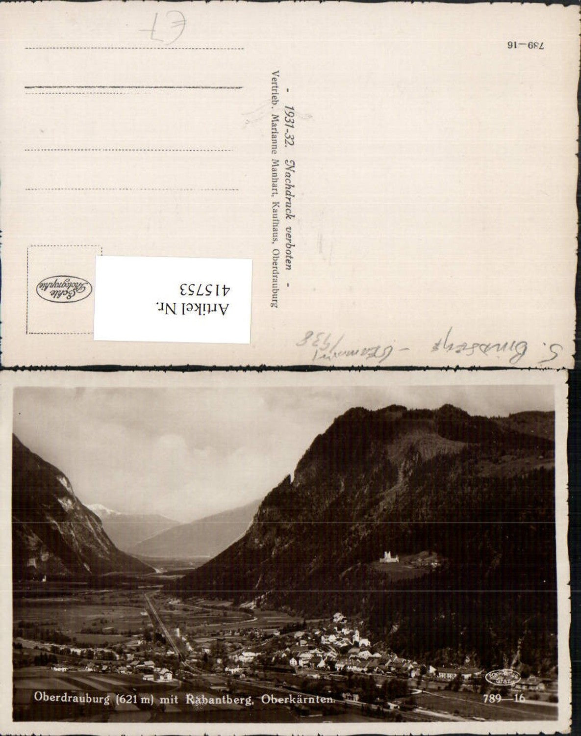 415753,Oberdrauburg Totale m. Rabantberg Bergkulisse