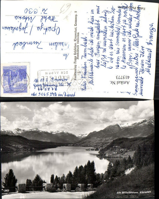415773,Millstättersee See b. Millstatt Bergkulisse pub Franz Schilcher 1863