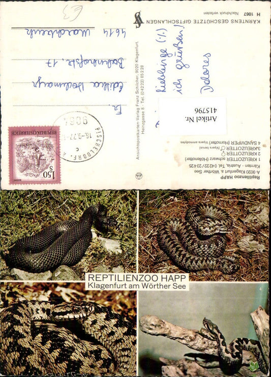 415796,Klagenfurt Reptilienzoo Happ Schlangen Kreuzotter Sandviper Mehrbildkarte