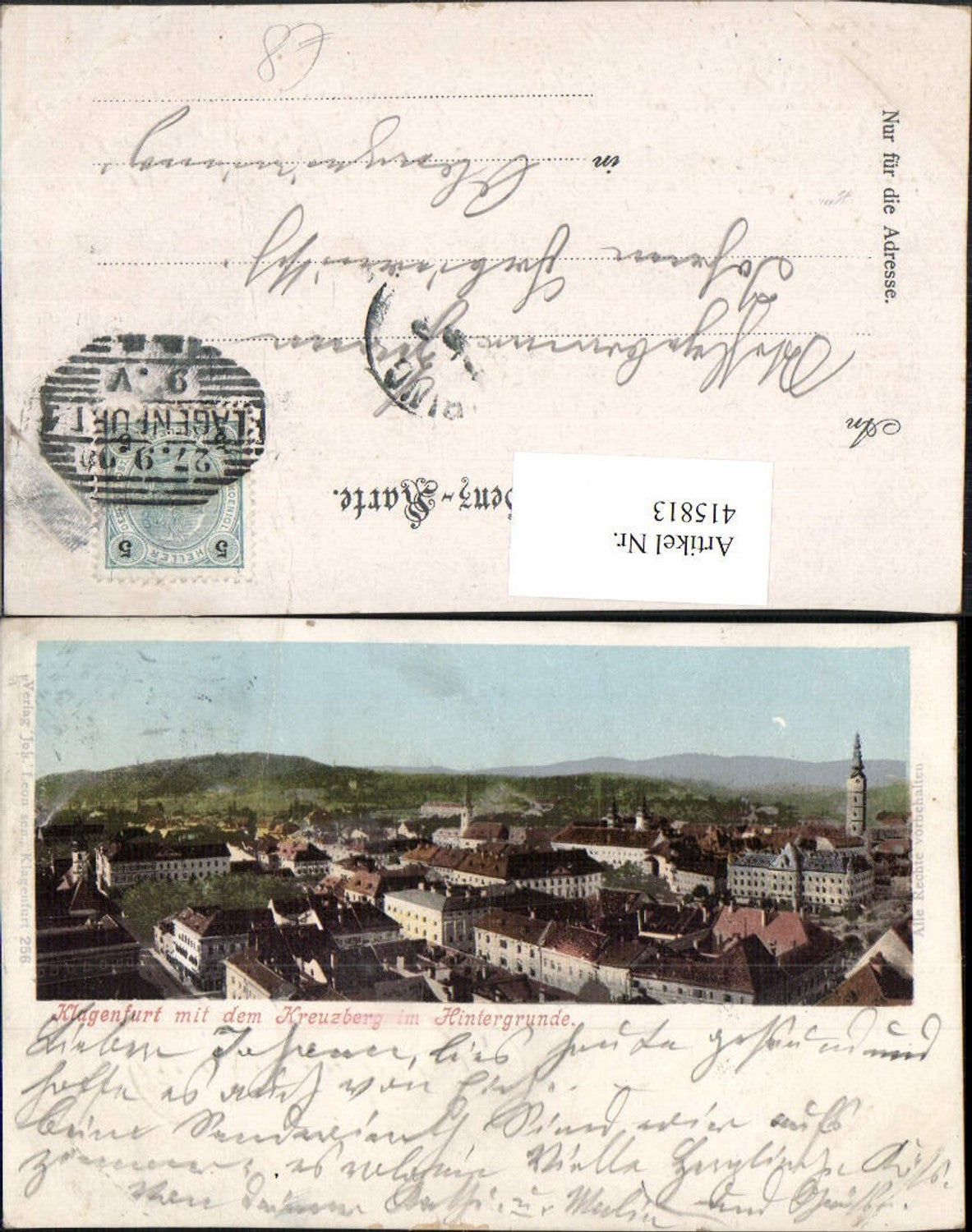 415813,Klagenfurt Teilansicht m. Kreuzberg