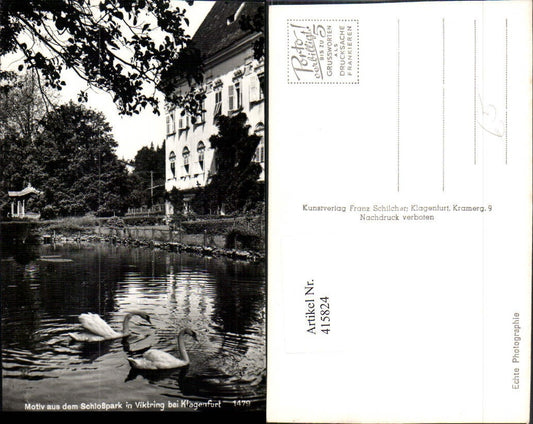 415824,Klagenfurt Viktring Schlosspark Motiv Schwäne pub Franz Schilcher 1479