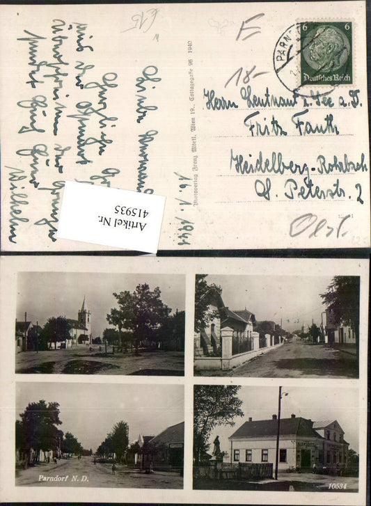 415935,Parndorf Straßenansichten Kirche Gasthaus Illenschitz Mehrbildkarte