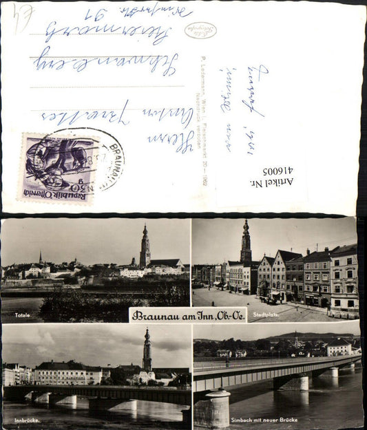 416005,Braunau am Inn Totale Stadtplatz Brücken Mehrbildkarte