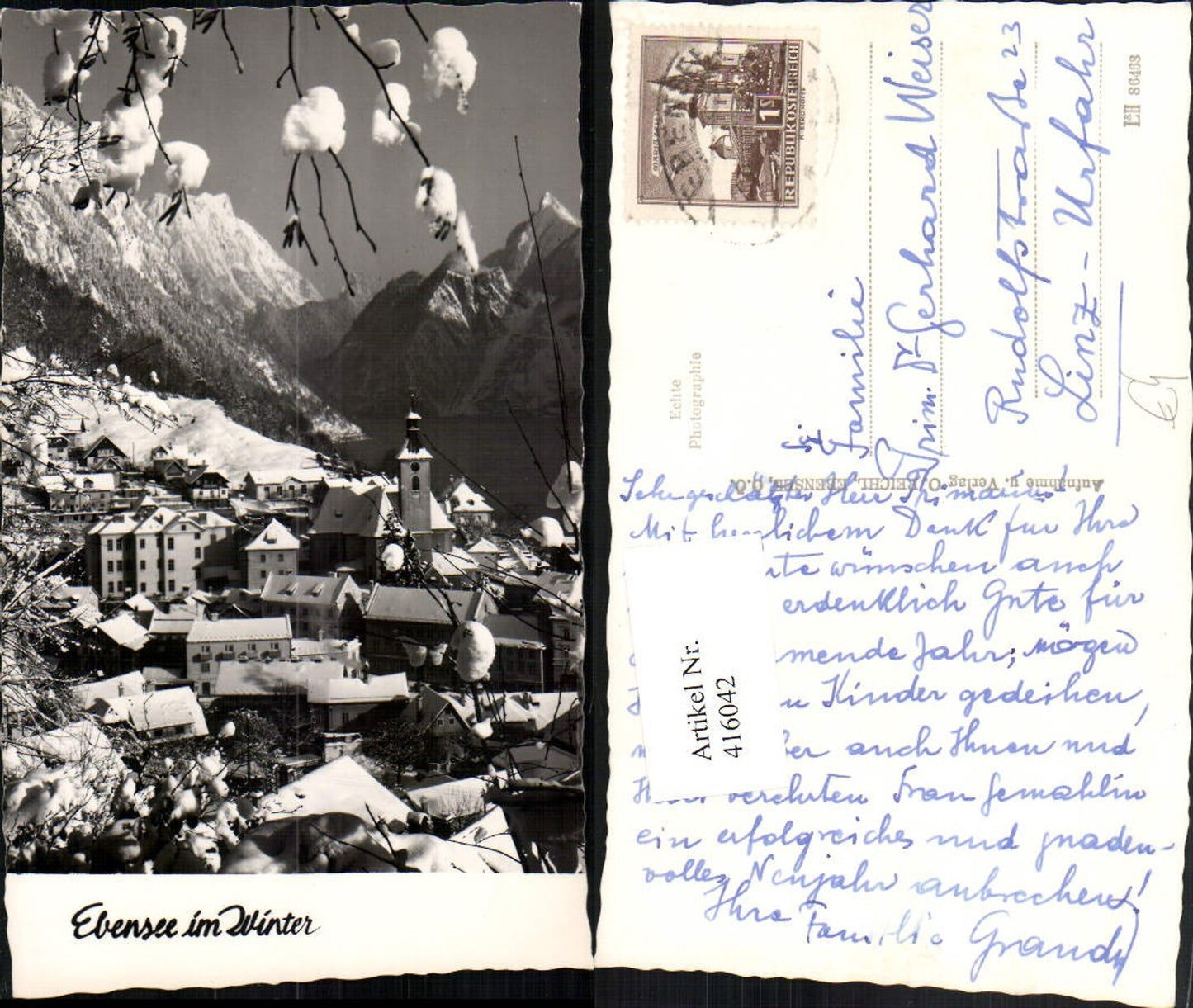 416042,Ebensee Totale Bergkulisse Winterbild