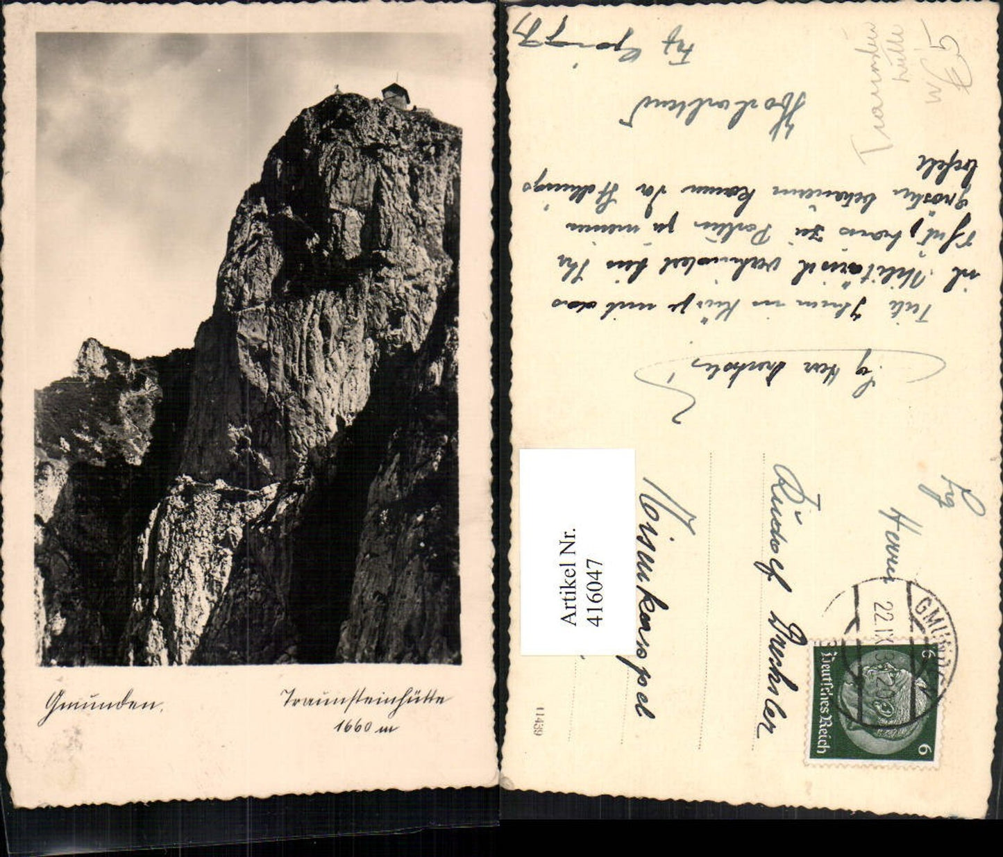 416047,Gmunden Traunsteinhütte Berghütte Felswand