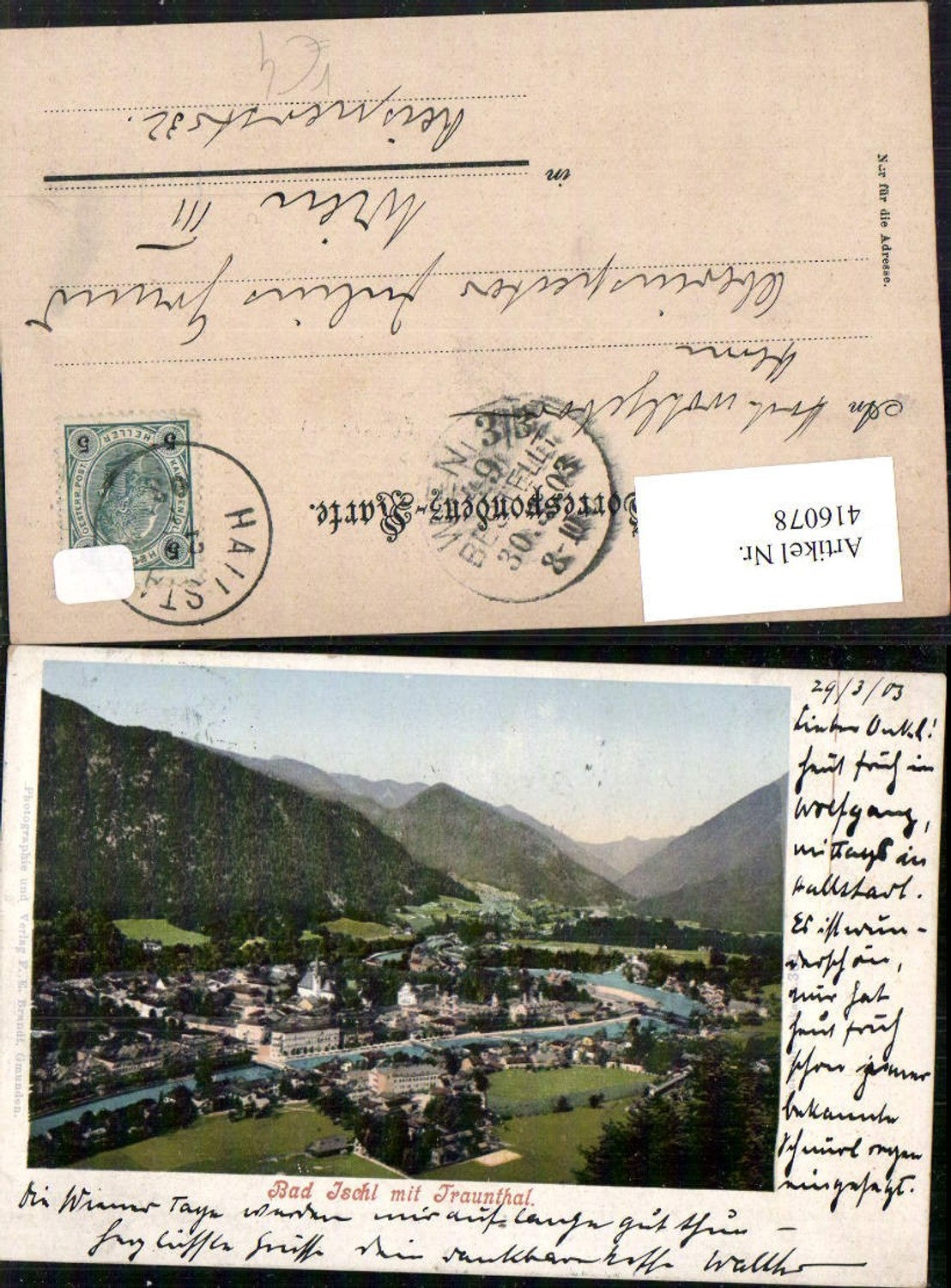416078,Bad Ischl Totale m. Traunthal Bergkulisse pub F. E. Brandt 360