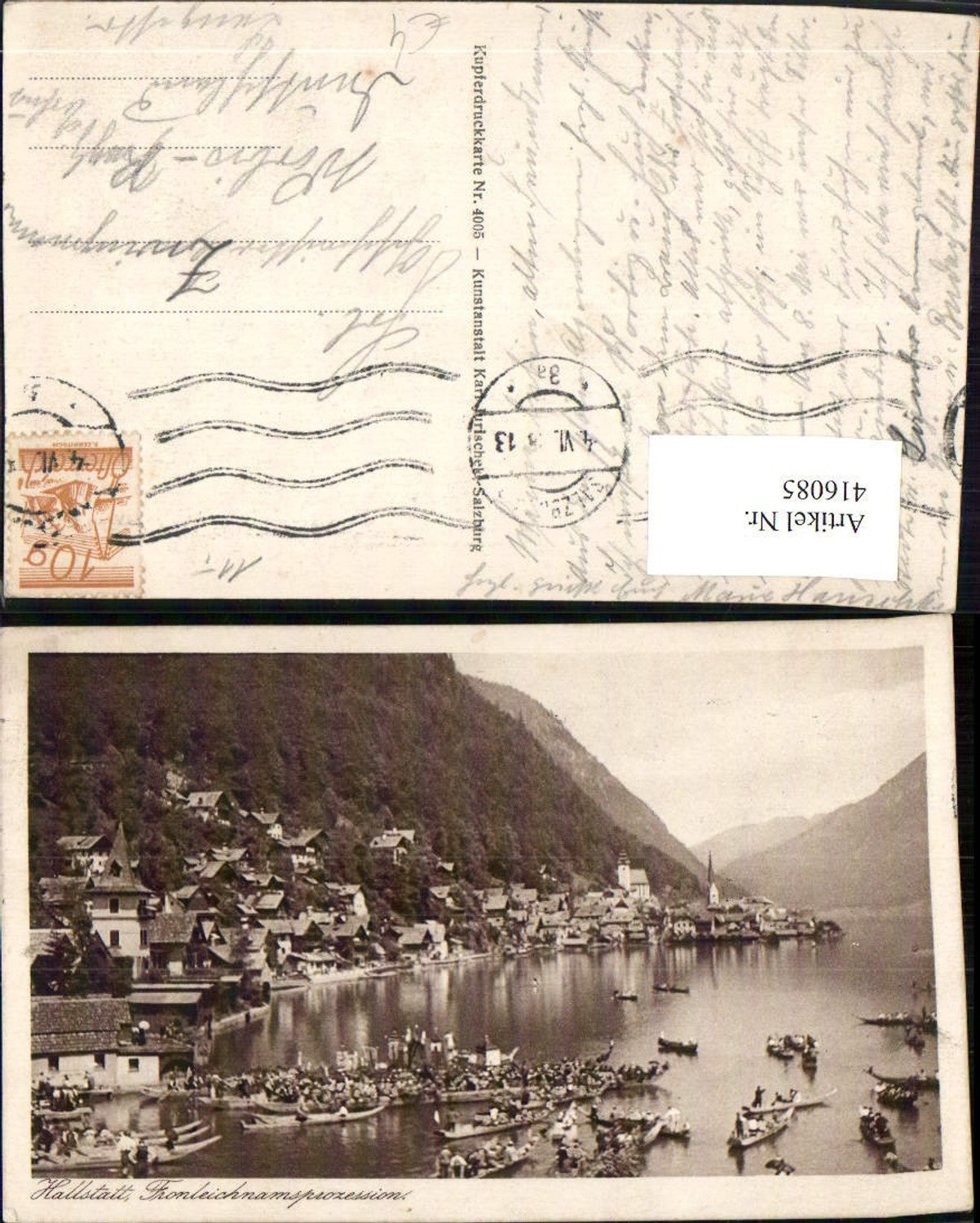 416085,Hallstatt Totale Fronleichnamsprozession Boote