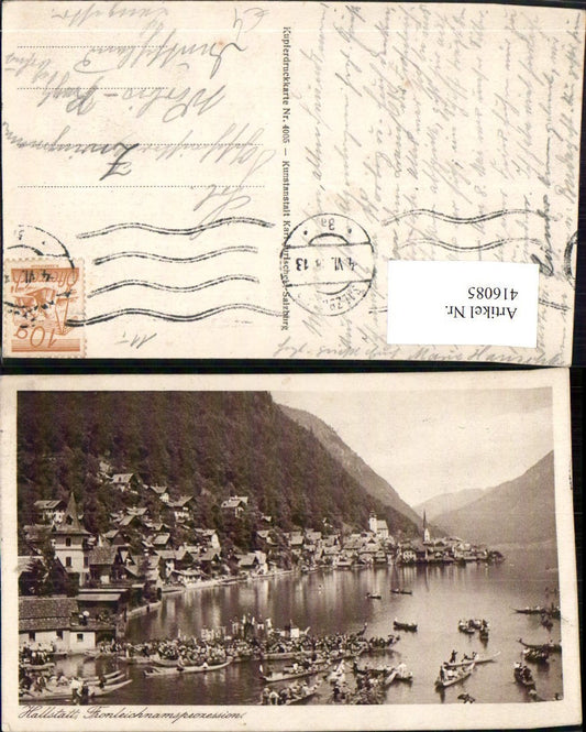 416085,Hallstatt Totale Fronleichnamsprozession Boote