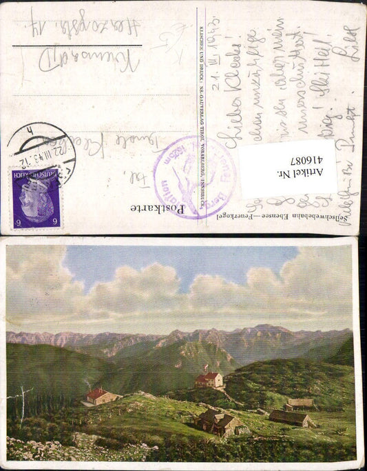 416087,Künstler AK Seilschwebebahn Ebensee Feuerkogel Bergkulisse