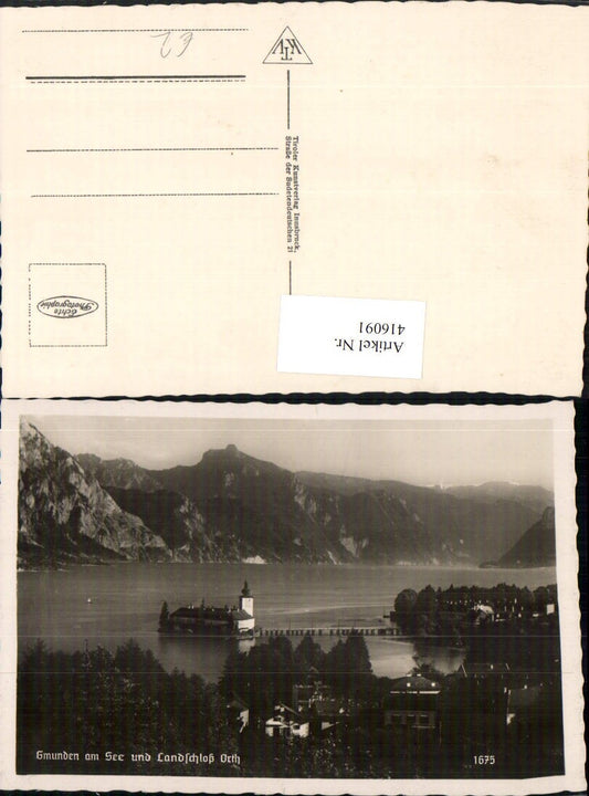 416091,Gmunden am See Teilansicht m. Landschloss Ort Orth Bergkulisse
