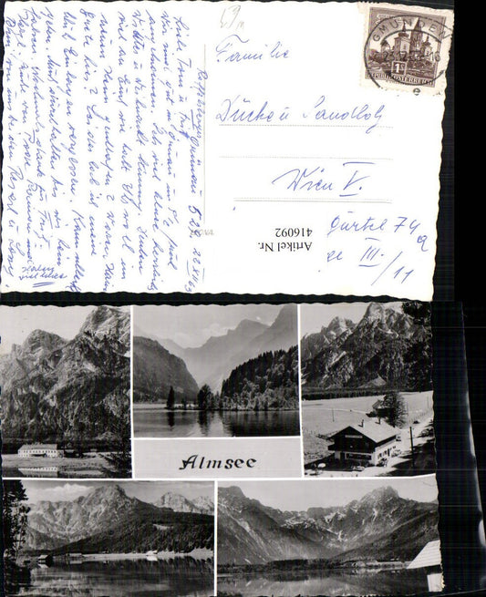 416092,Almsee See b. Grünau im Almtal Bergkulissen Mehrbildkarte