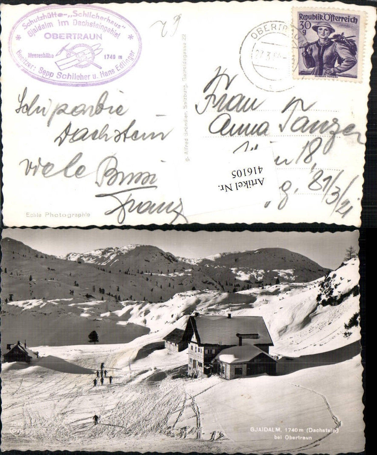 416105,Gjaidalm b. Obertraun Berghütte Bergkulisse Winterbild