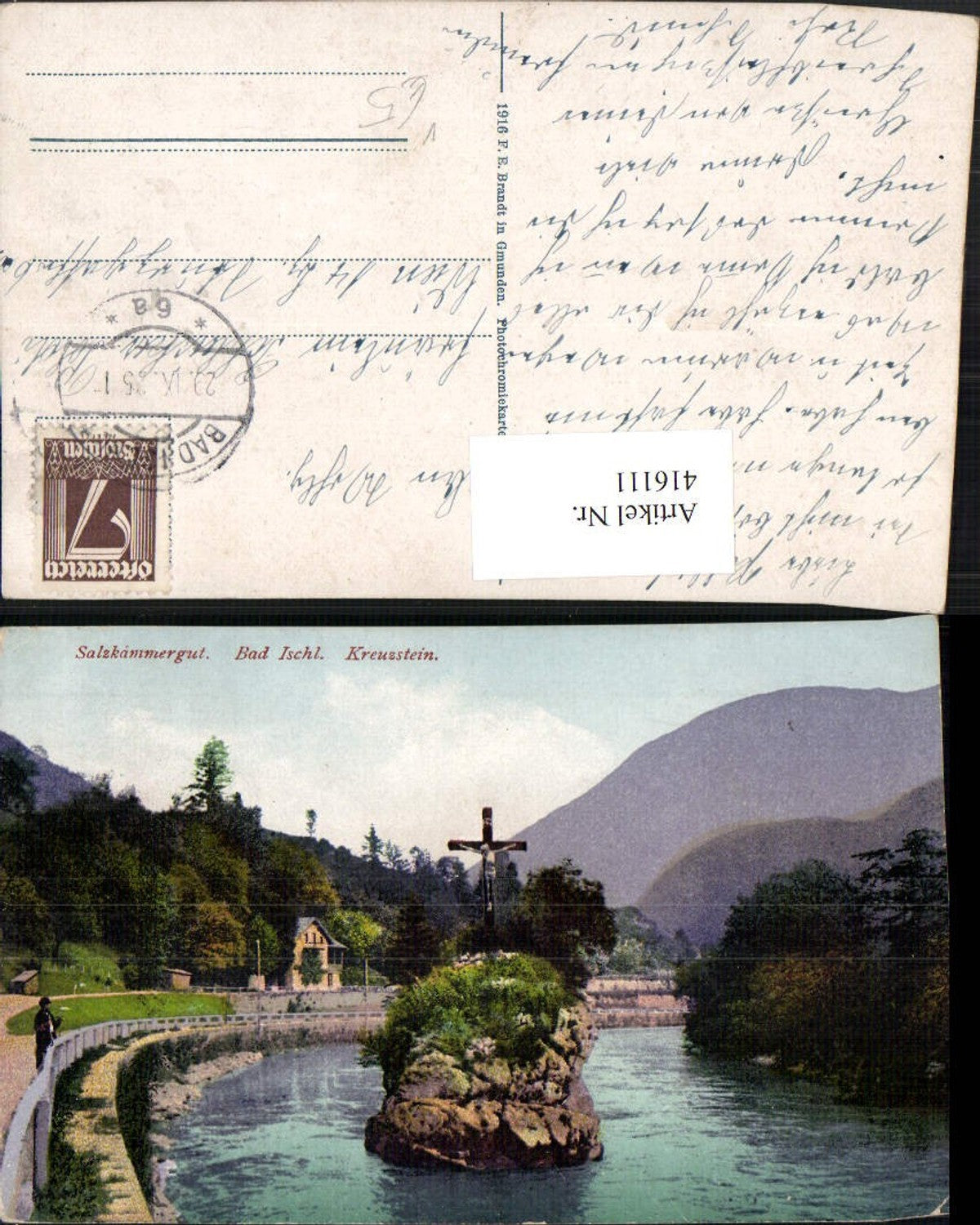 416111,Bad Ischl Kreuzstein Felsen Kreuz pub F. E. Brandt 200
