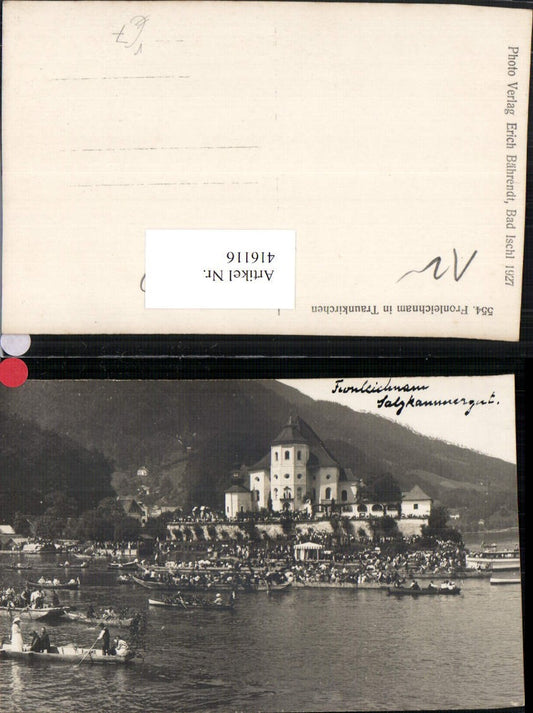 416116,Traunkirchen Kirche Fronleichnamsprozession Boote pub Foto Erich Bährendt